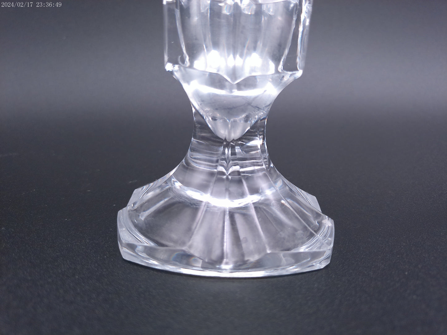SQUARE Blown Crystal Glass footed Cubed Flower bud vase
