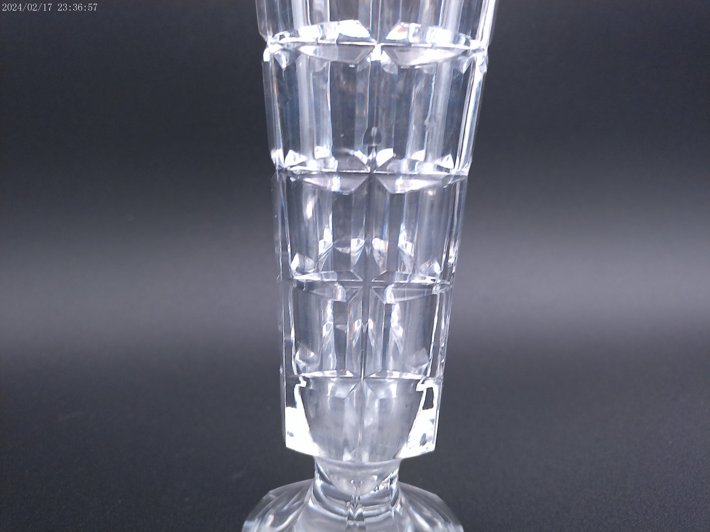 SQUARE Blown Crystal Glass footed Cubed Flower bud vase