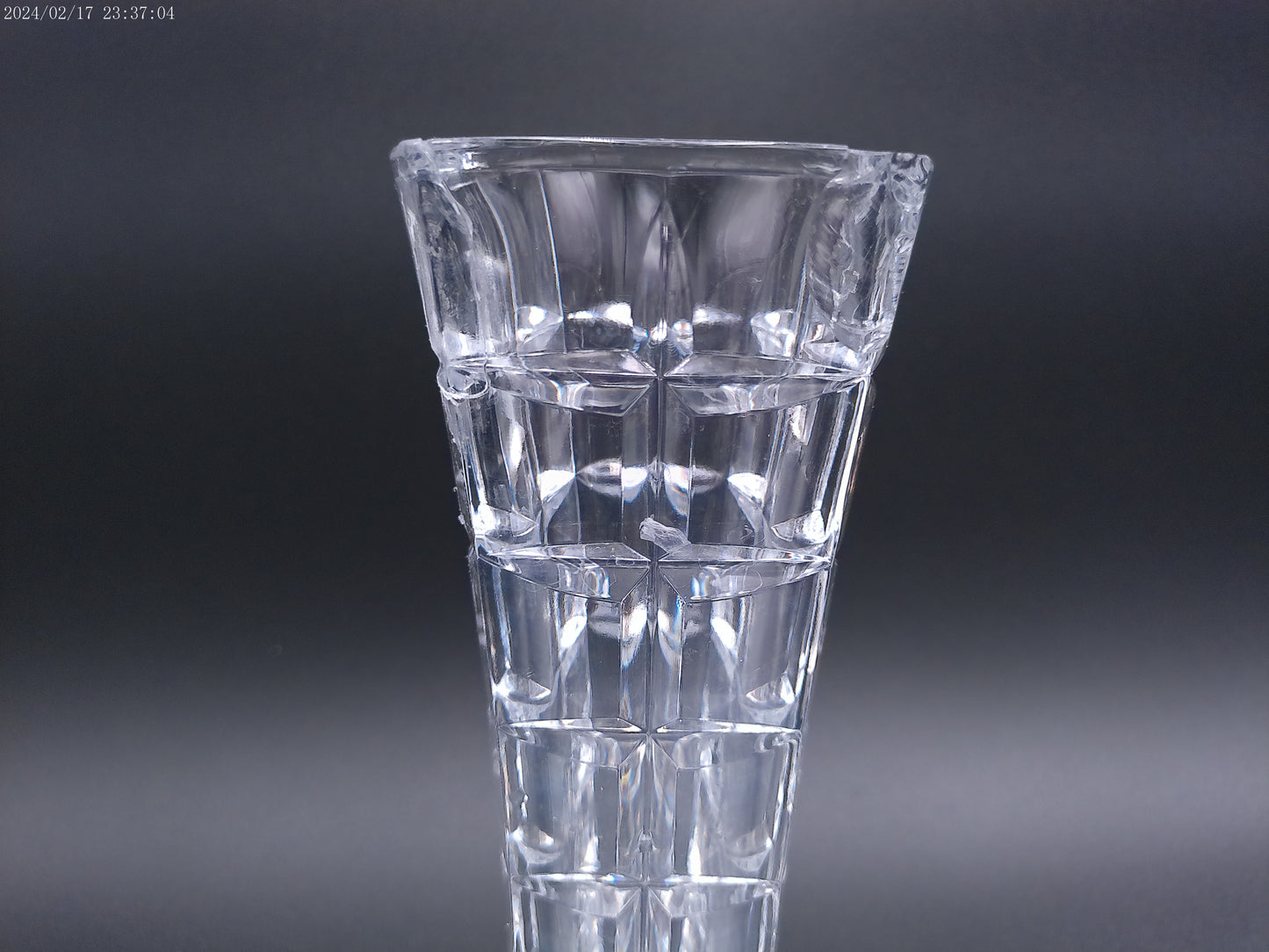 SQUARE Blown Crystal Glass footed Cubed Flower bud vase