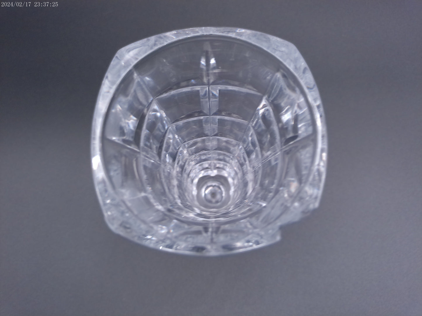 SQUARE Blown Crystal Glass footed Cubed Flower bud vase