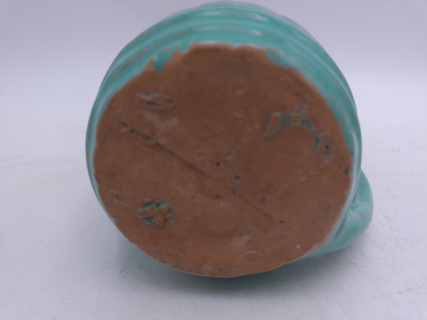 Beer or Coffee Cup Mug Blue Green Glazed Barrel Cup Mug Pottery