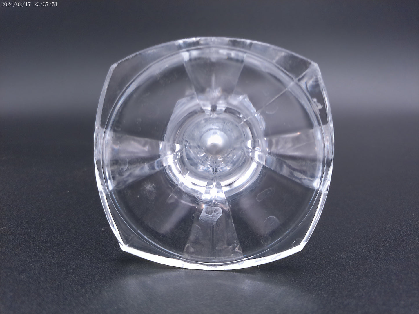 SQUARE Blown Crystal Glass footed Cubed Flower bud vase