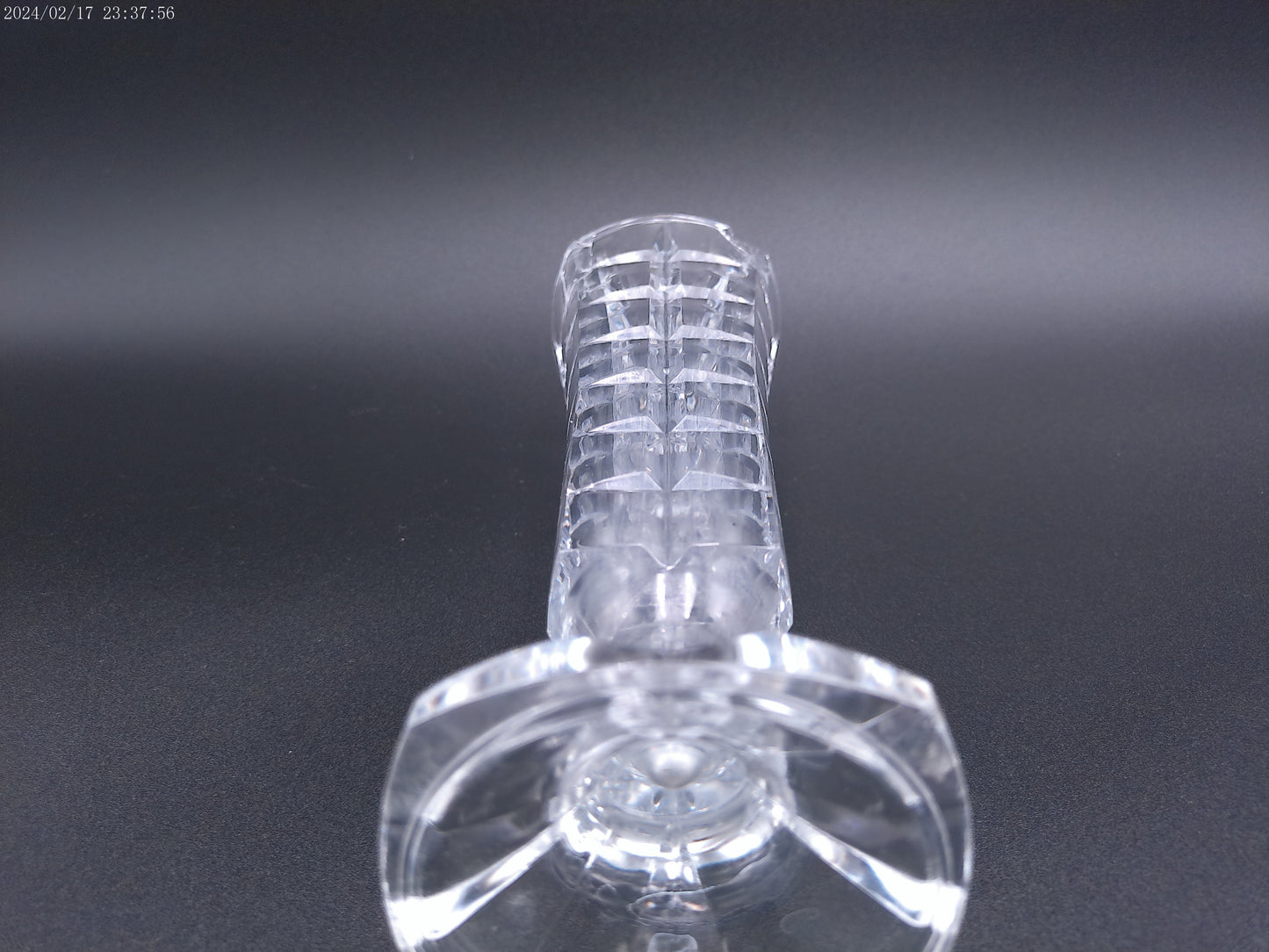 SQUARE Blown Crystal Glass footed Cubed Flower bud vase