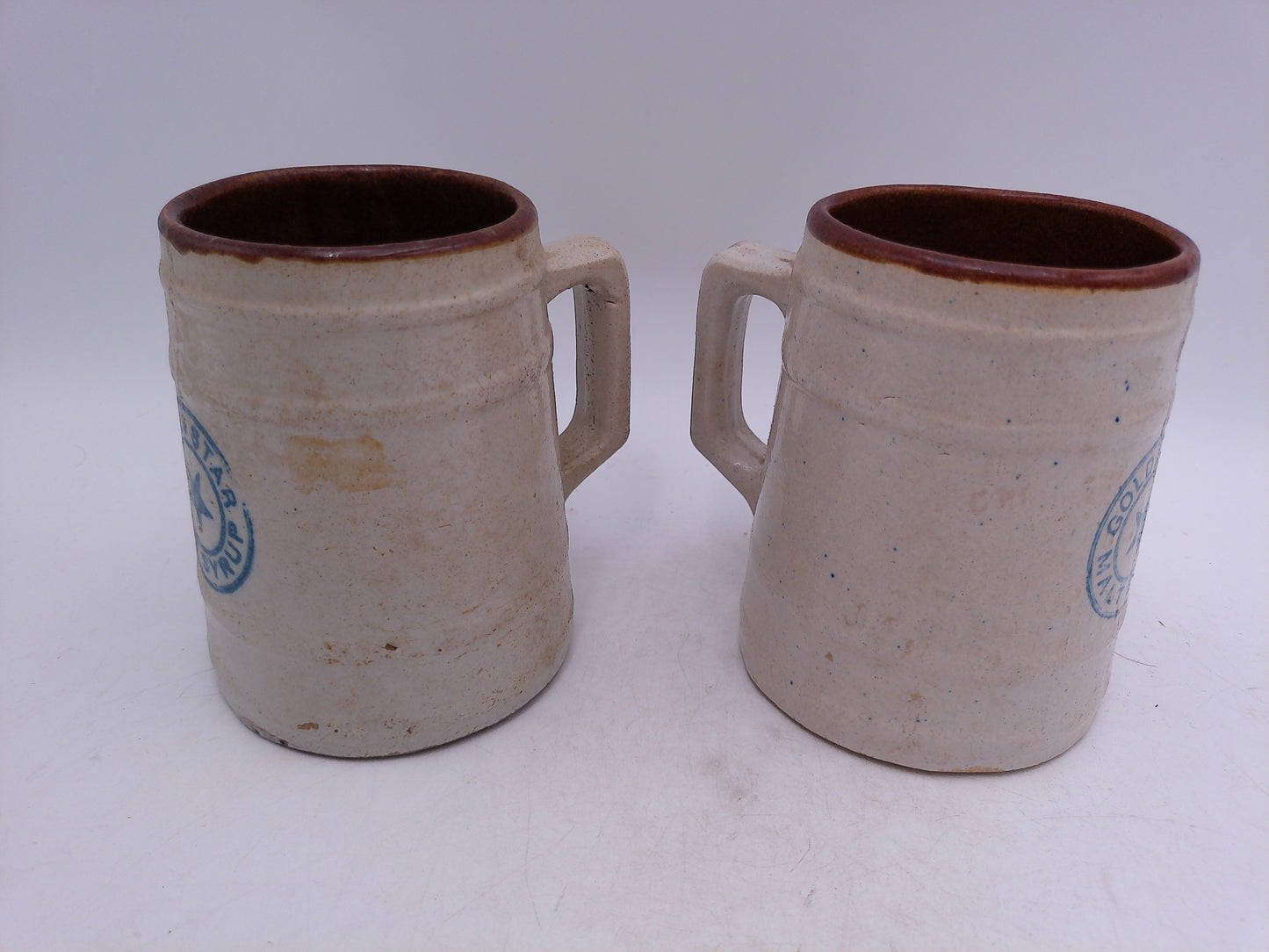 Beer Stein Set of 2 Gold Star Malt Syrup Vintage 1920's