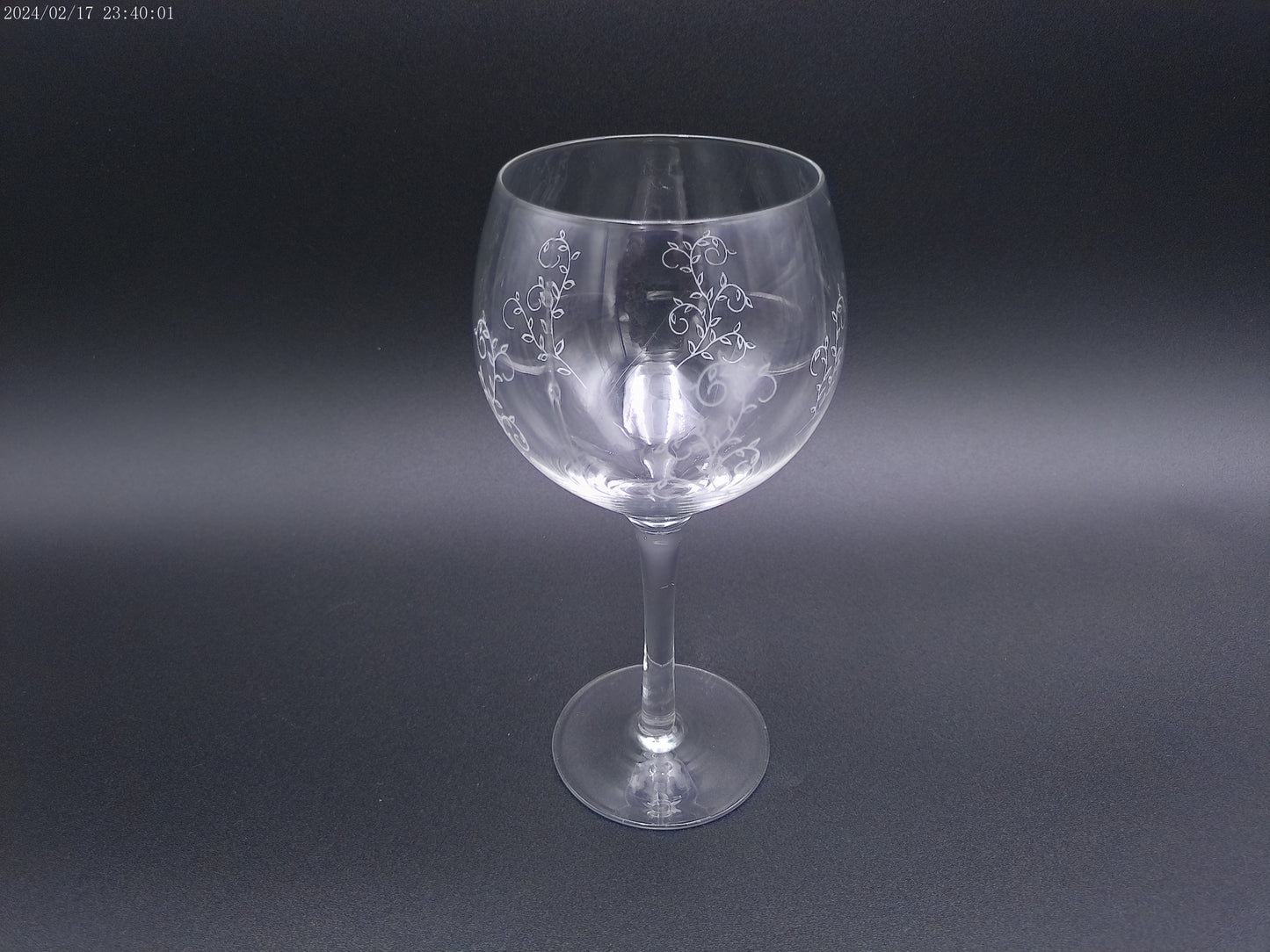 Crystal Brandy Wine Glass flower design