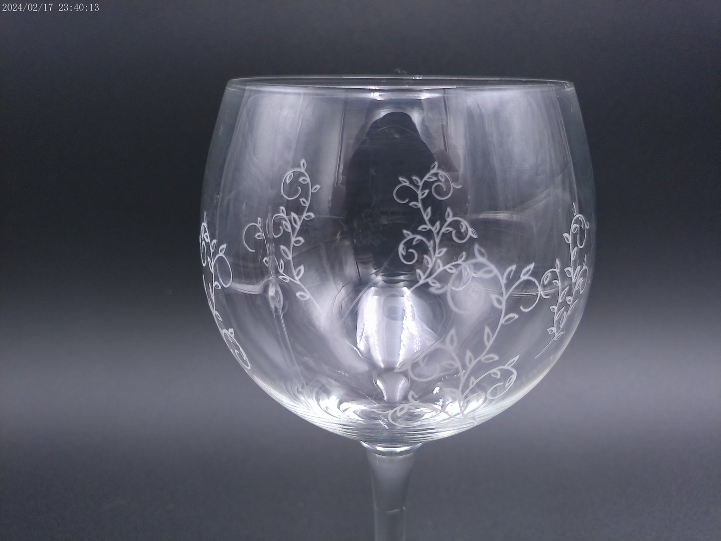 Crystal Brandy Wine Glass flower design