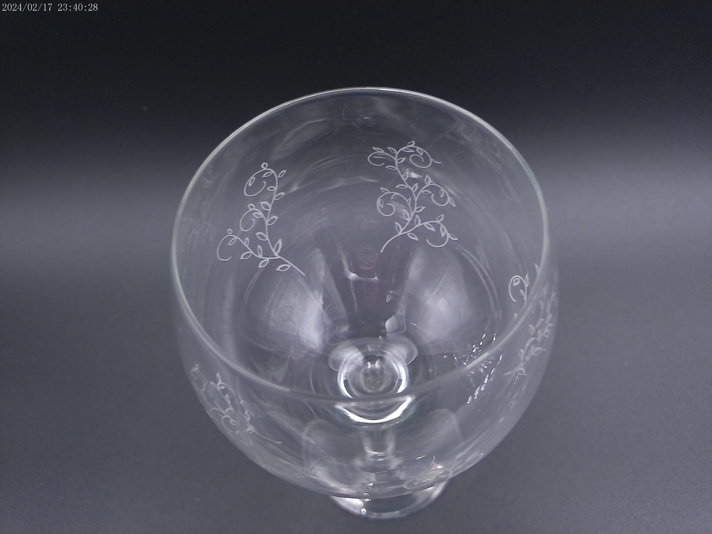Crystal Brandy Wine Glass flower design