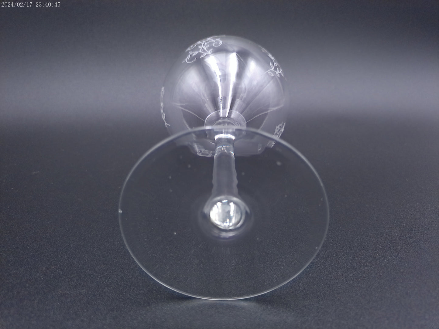 Crystal Brandy Wine Glass flower design