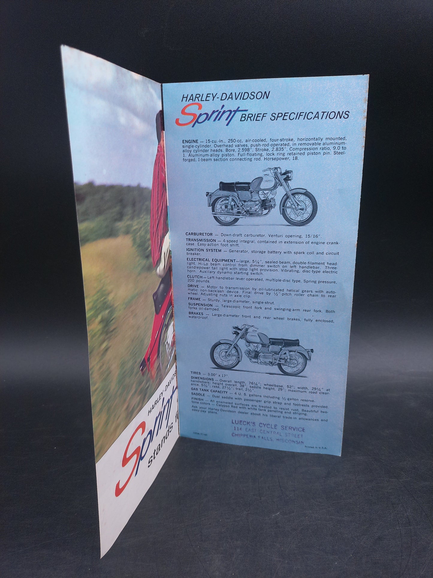 Harley Davidson Sprint Showroom Brochure 1961 Rare