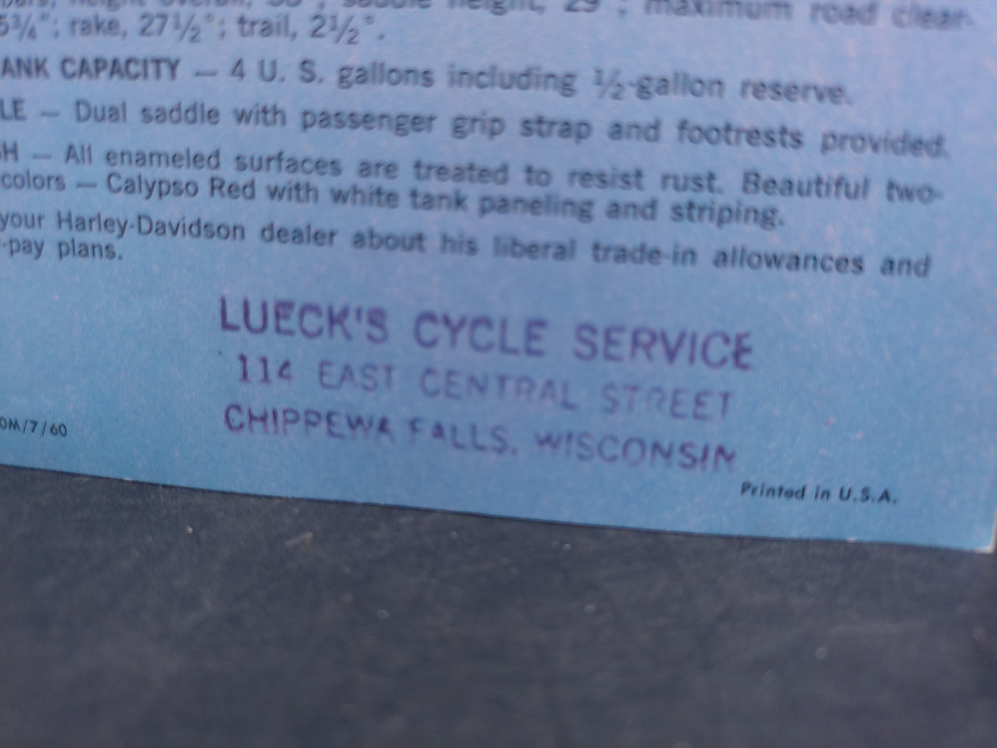 Harley Davidson Sprint Showroom Brochure 1961 Rare