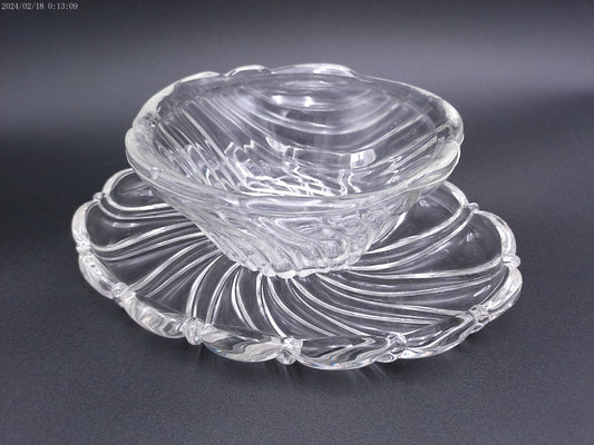 Caprice Clear (by CAMBRIDGE Glass 1930s Mayonnaise Bowl and Underplate