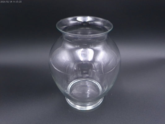 Clear glass vase is designed in a round bubble style,