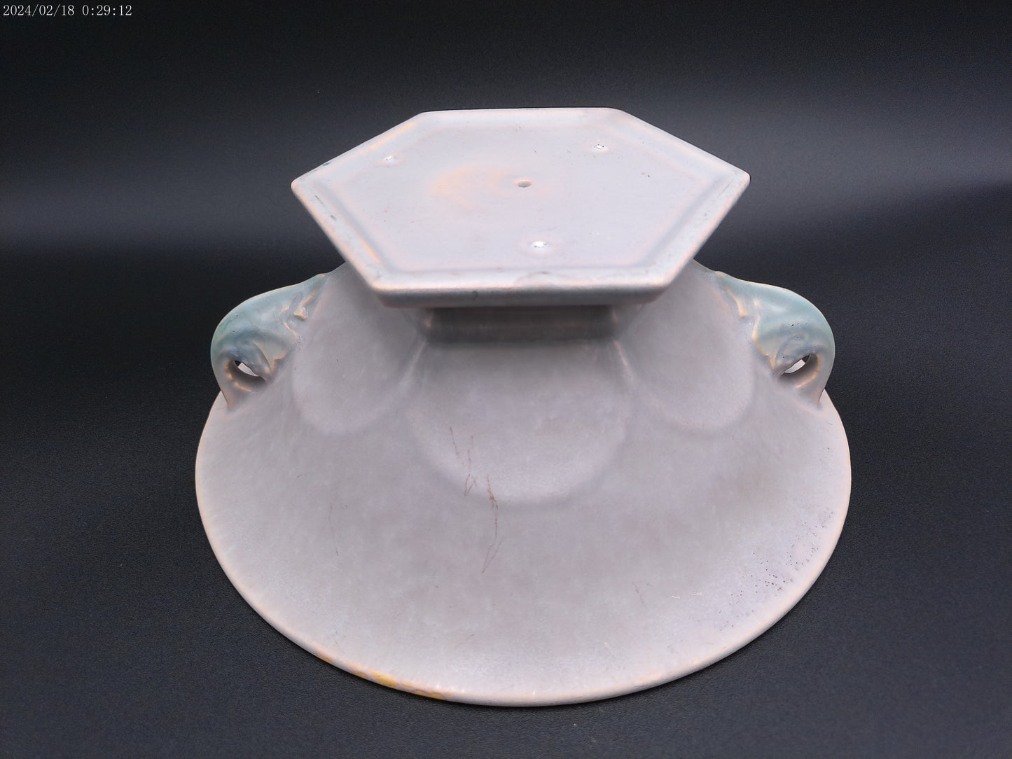 Roseville Tuscany 1927 Vintage Pottery Art Deco gray bowl centerpiece bowl