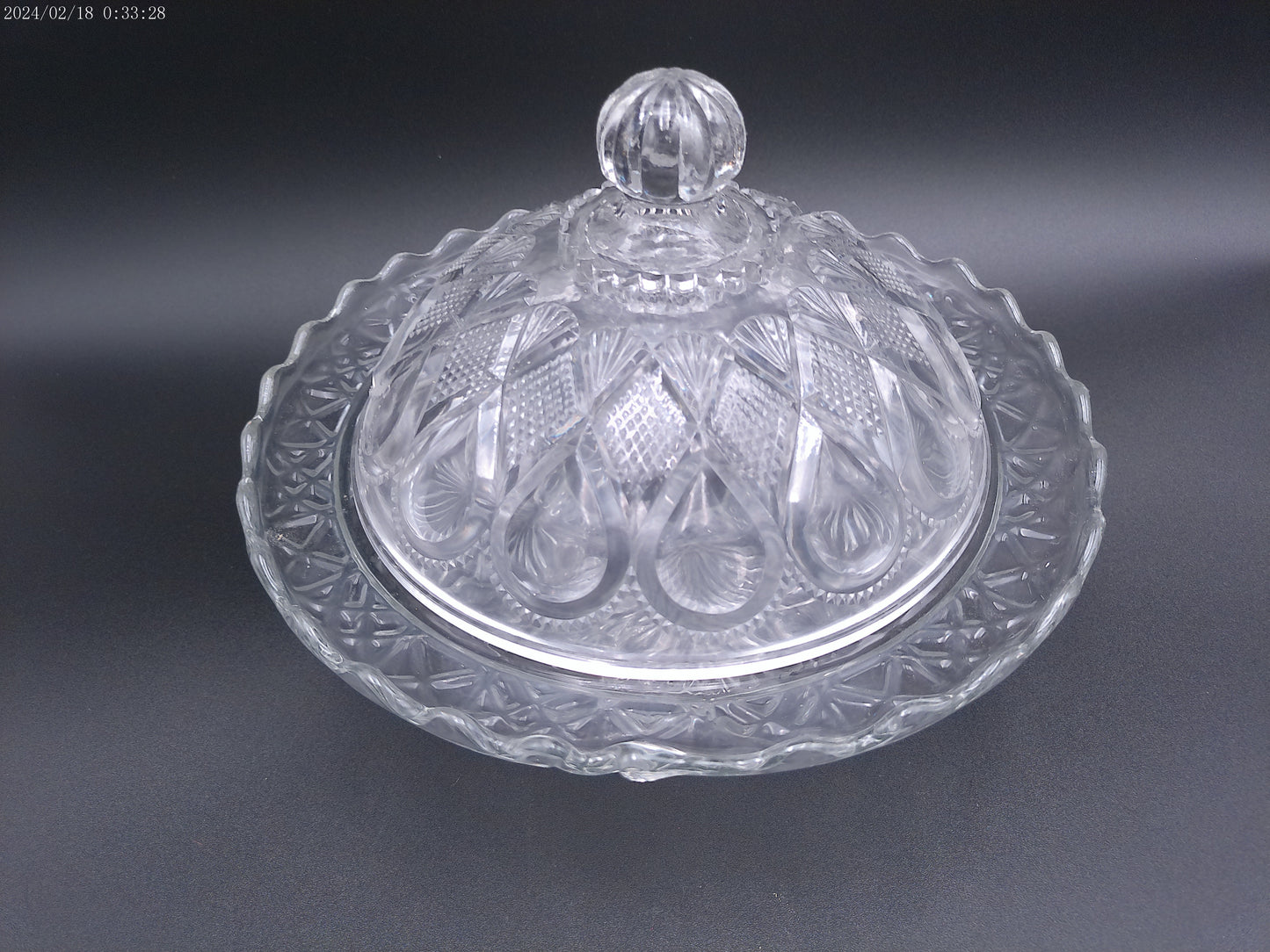 Glass Cut Crystal Dish and Cover