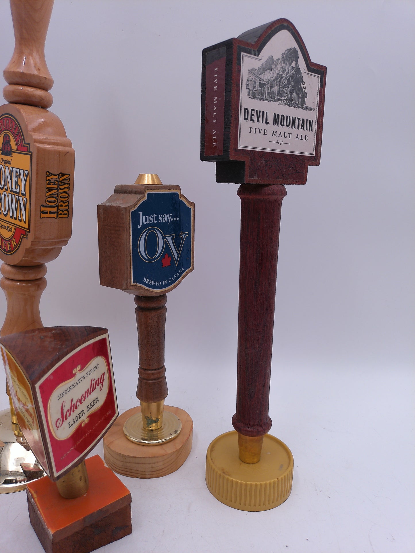 Beer Tap Taps Lot of 5 OV Devil Mountain Honey Brown Cinci Vintage