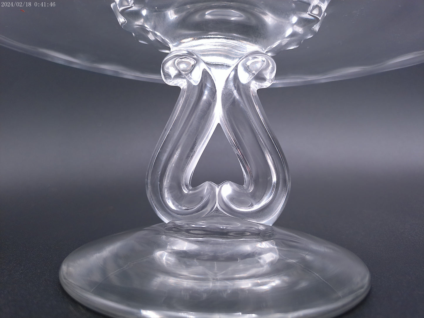 Viking Glass Cake Stand 11" x 5" Pedestal with Scalloped Lip and Princess Hear Vintage