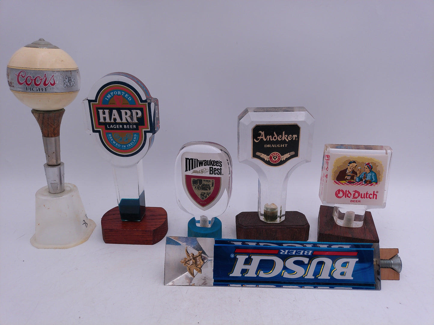 Beer Tap Taps Lot of 6 Vintage Busch Old Dutch Milwaukee's Best Coors Light others