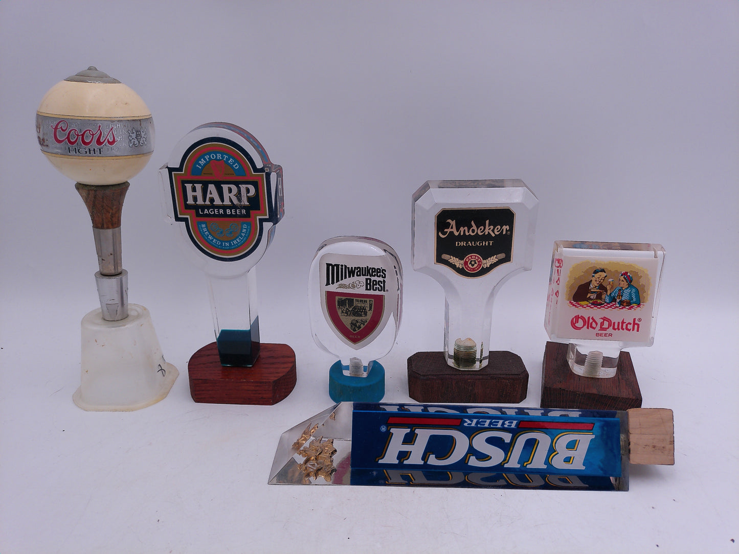 Beer Tap Taps Lot of 6 Vintage Busch Old Dutch Milwaukee's Best Coors Light others