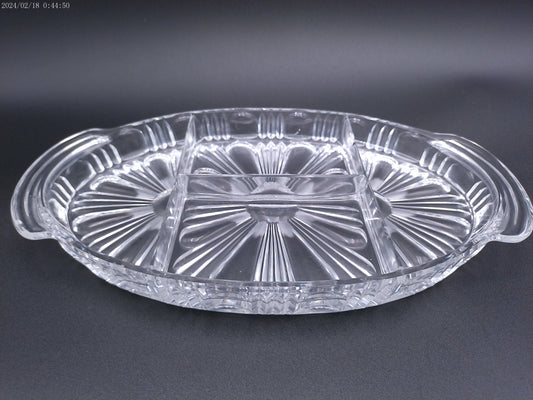 vintage lead crystal rectangular dish, snack bowl