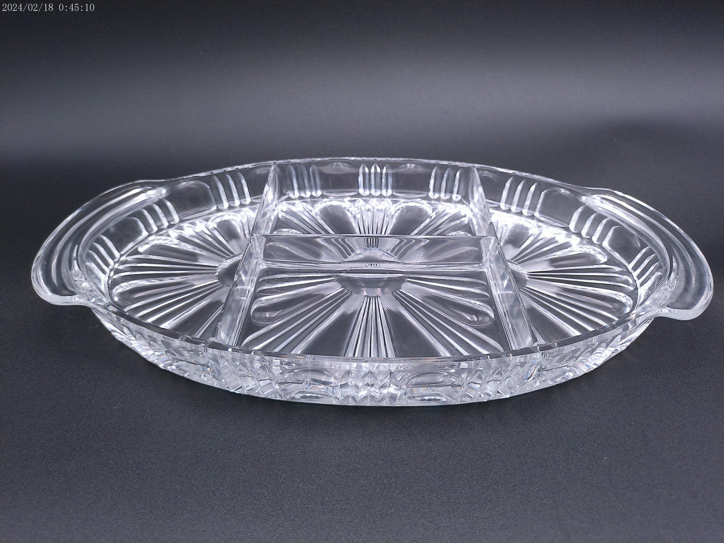 vintage lead crystal rectangular dish, snack bowl
