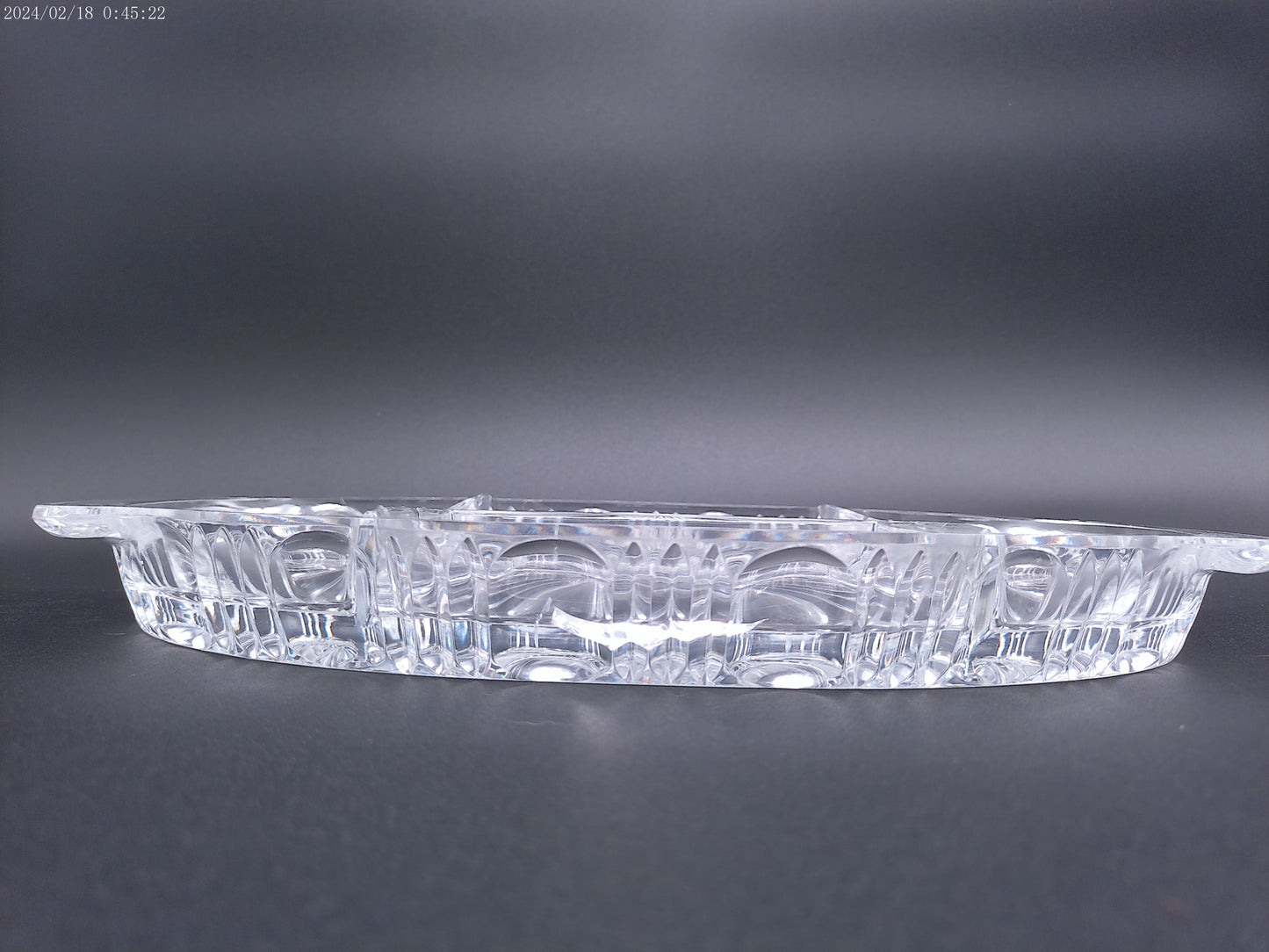vintage lead crystal rectangular dish, snack bowl