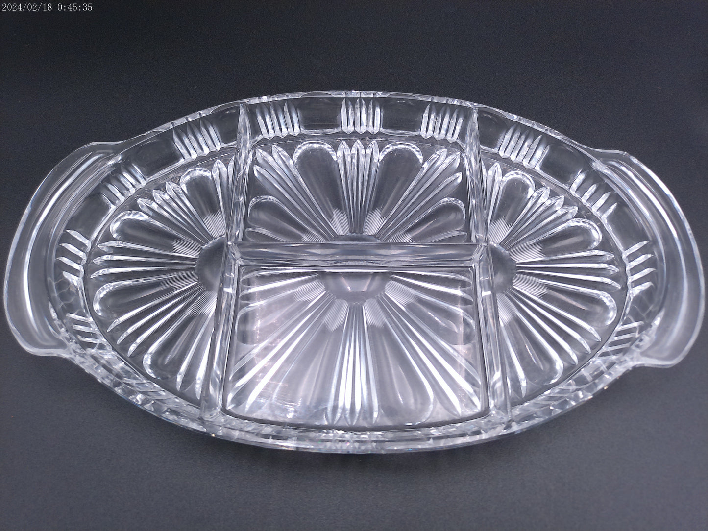 vintage lead crystal rectangular dish, snack bowl