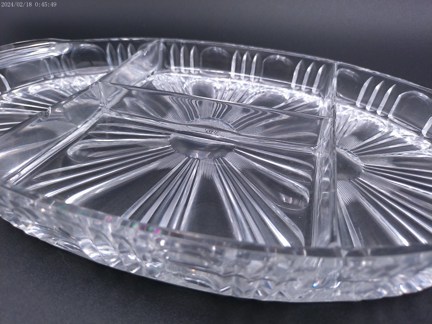 vintage lead crystal rectangular dish, snack bowl