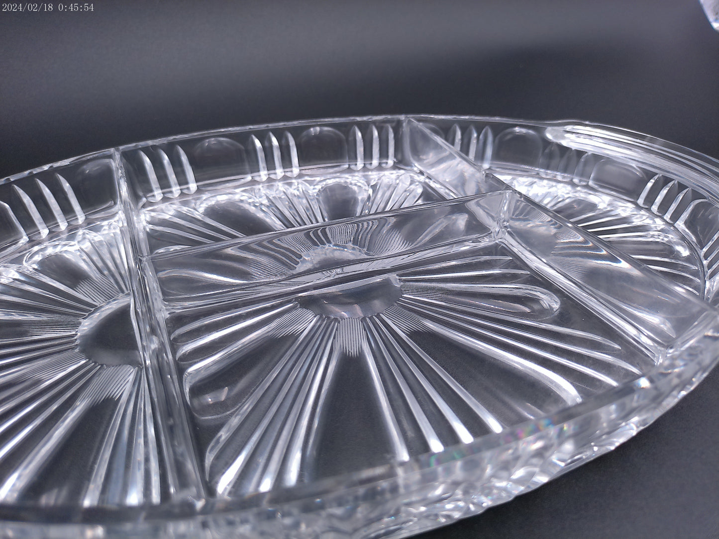 vintage lead crystal rectangular dish, snack bowl