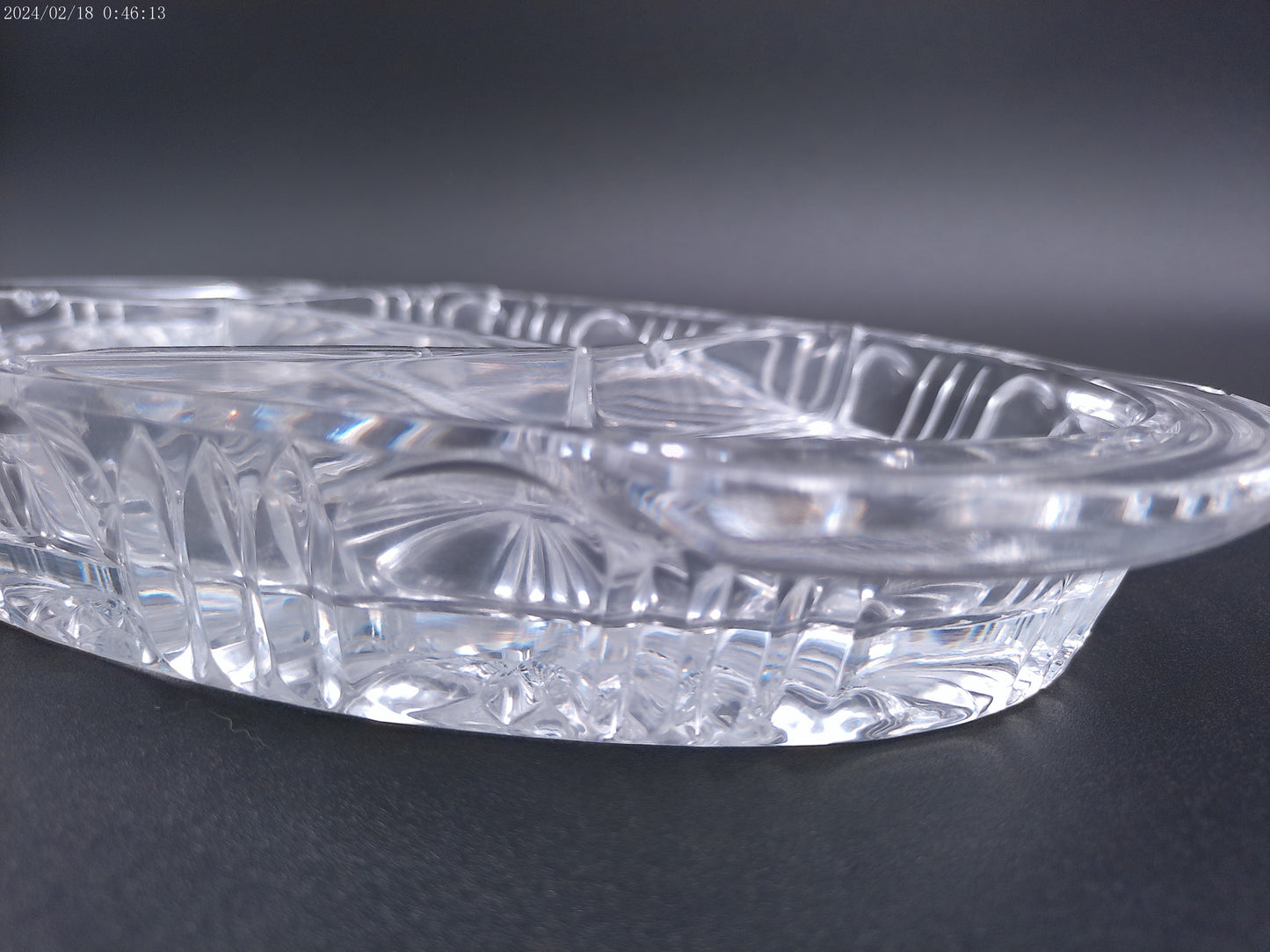 vintage lead crystal rectangular dish, snack bowl