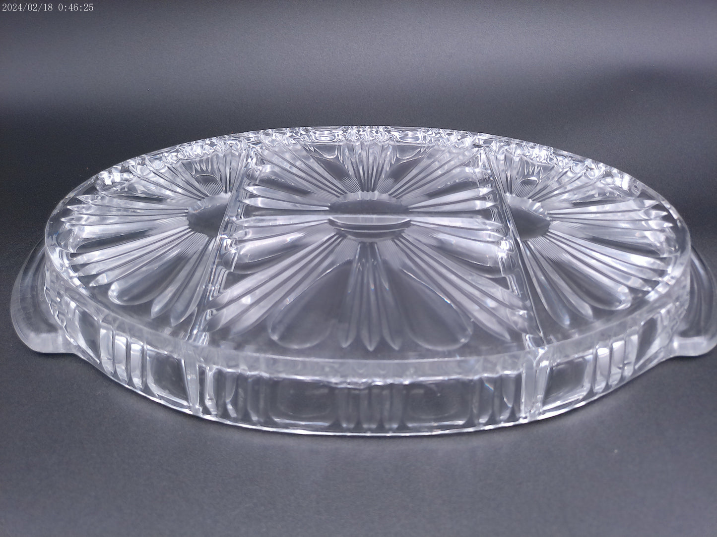 vintage lead crystal rectangular dish, snack bowl