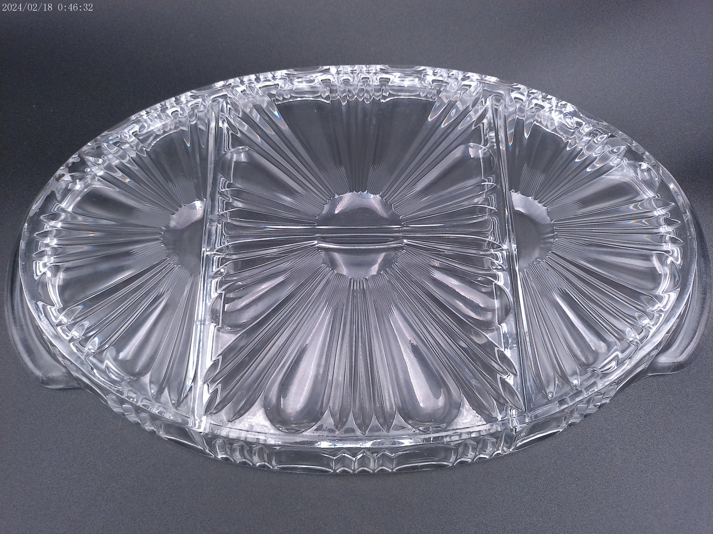 vintage lead crystal rectangular dish, snack bowl