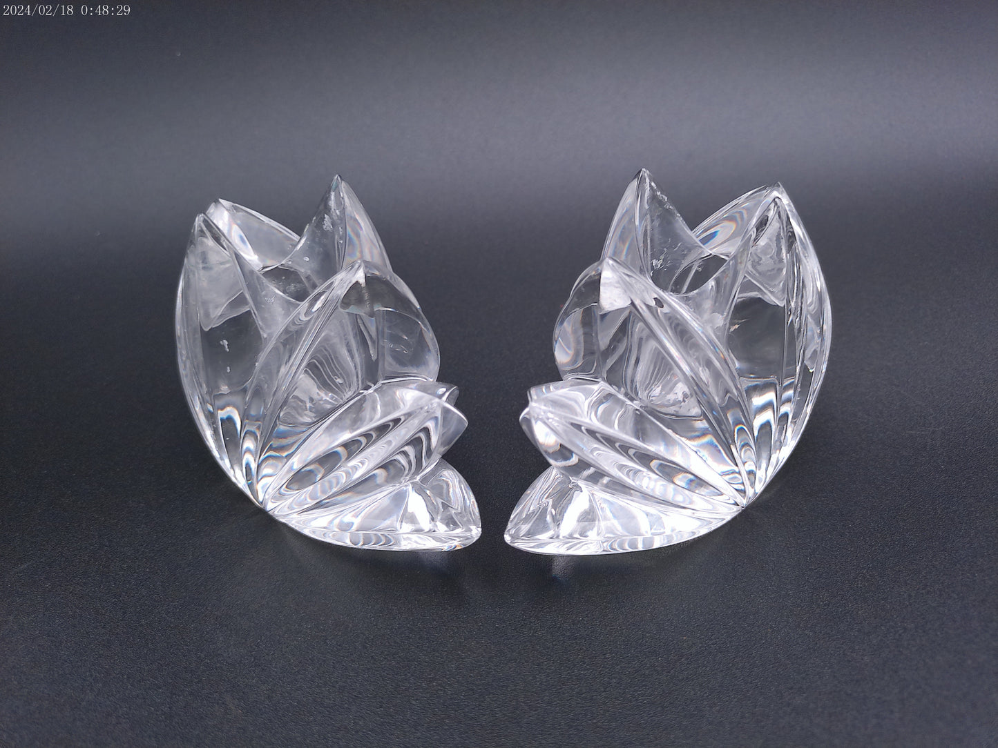 Mikasa Fleurisse Lead Crystal Taper Candle Holder pair of them