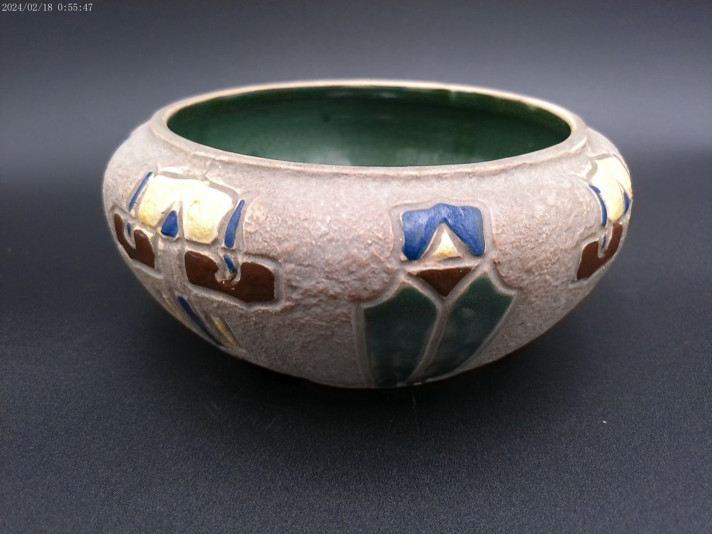 Roseville Art Pottery Mostique Gray Bowl 1916, Rare