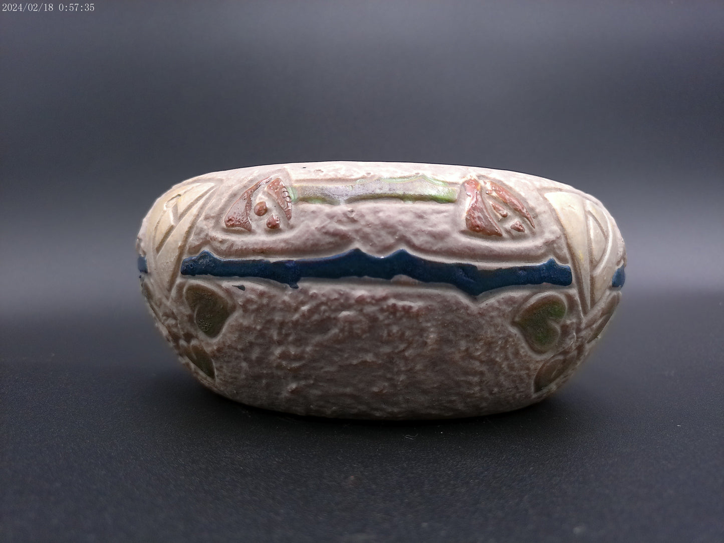 Roseville Pottery Mostique Gray Tulip Low Bowl ca. 1916-1932