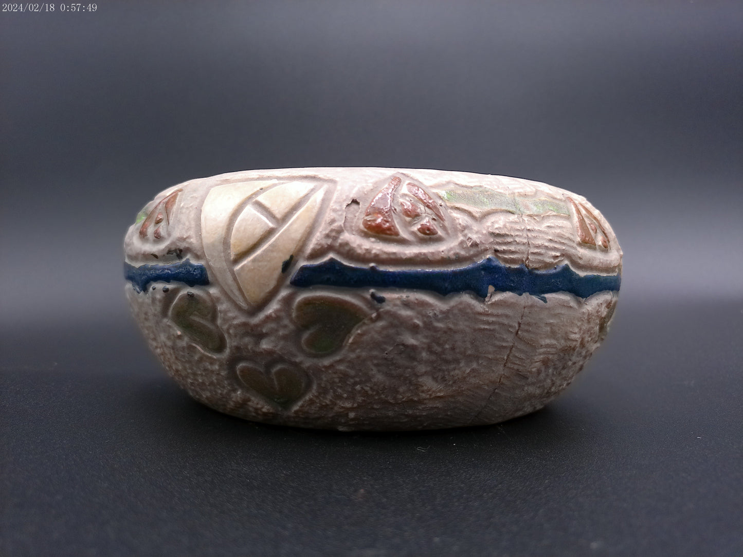 Roseville Pottery Mostique Gray Tulip Low Bowl ca. 1916-1932