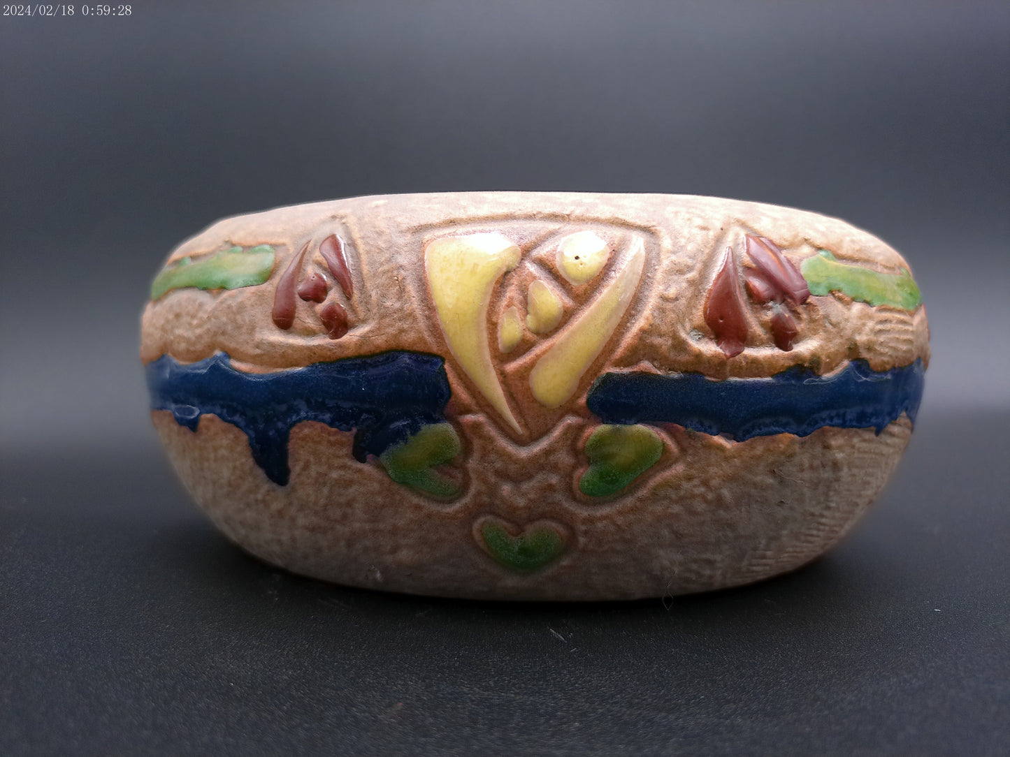 Roseville Pottery Mostique Gray Tulip Low Bowl vintage