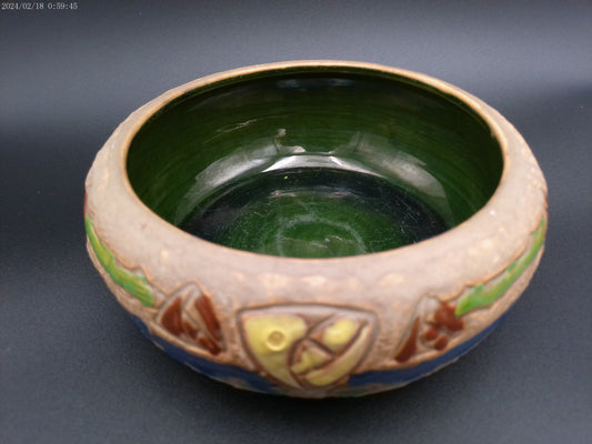 Roseville Pottery Mostique Gray Tulip Low Bowl vintage