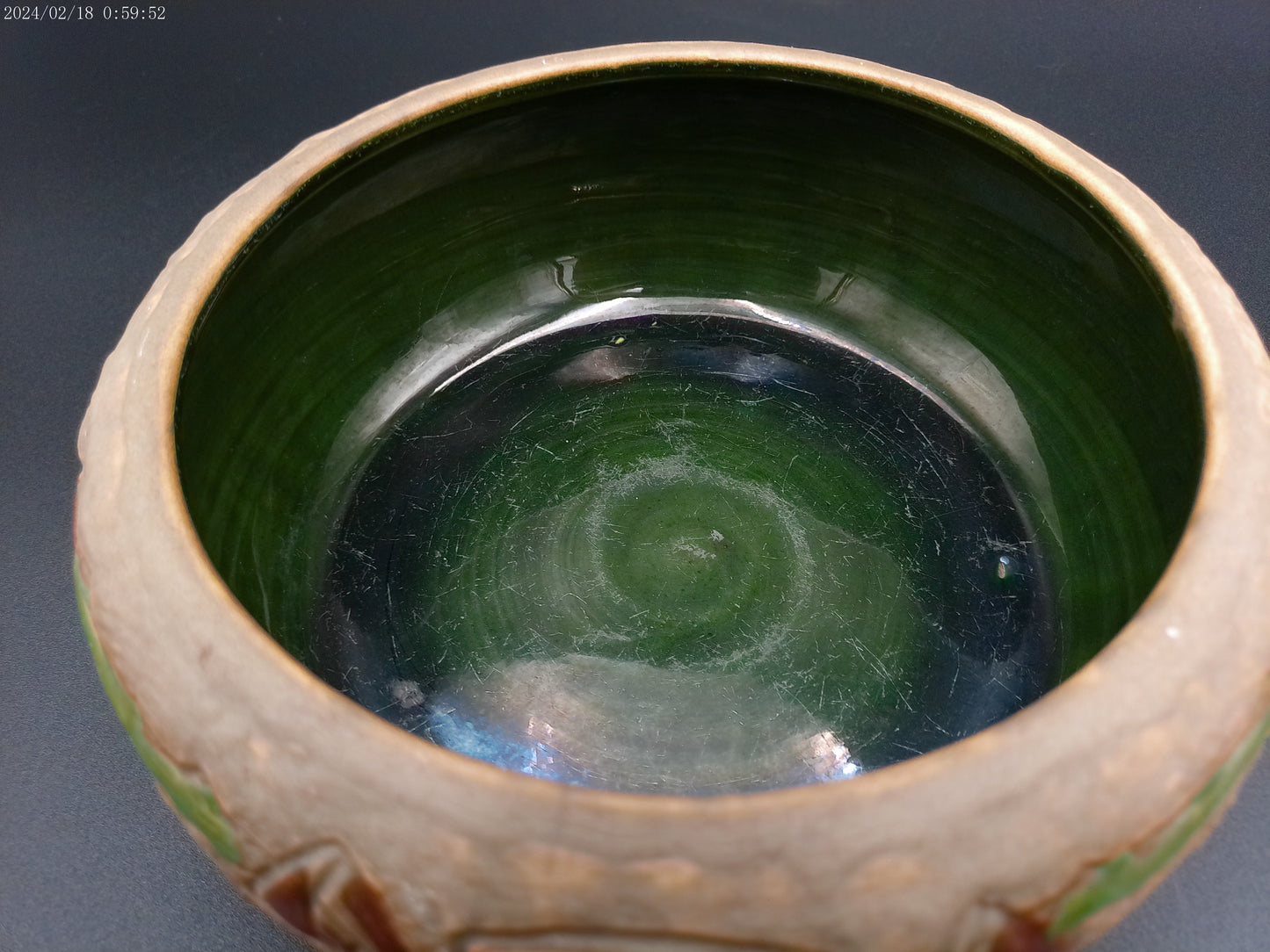 Roseville Pottery Mostique Gray Tulip Low Bowl vintage