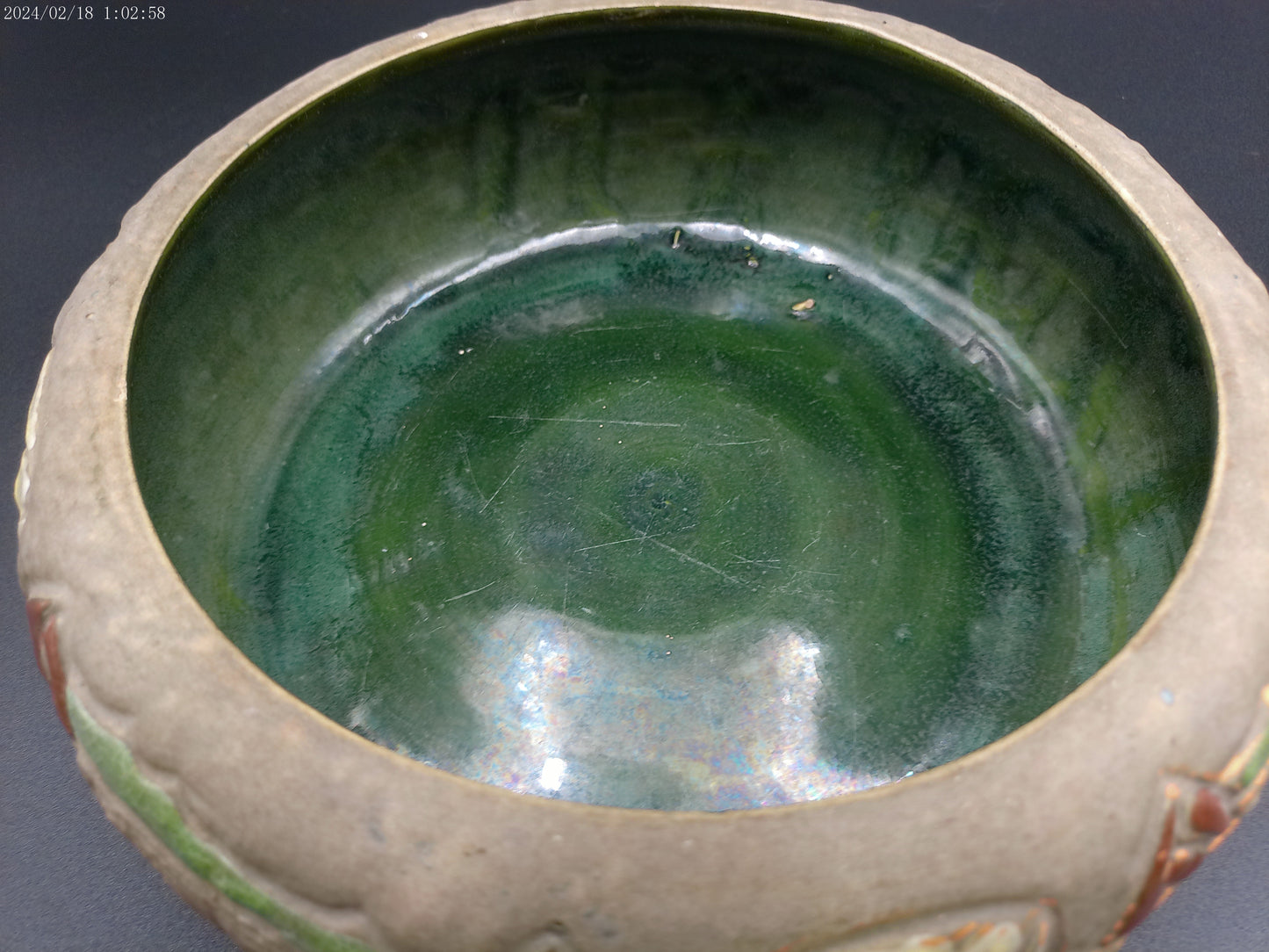 Roseville Pottery Mostique Gray Rare Tulip Low Bowl vintage