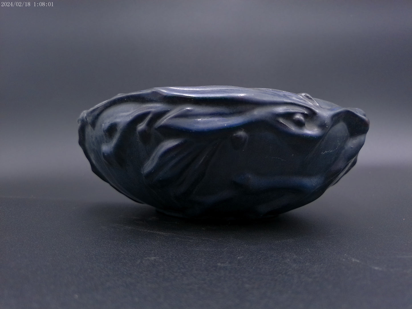 Peters & Reed PERECO Vines Art Pottery Blue Matte Slip Decorated Bowl