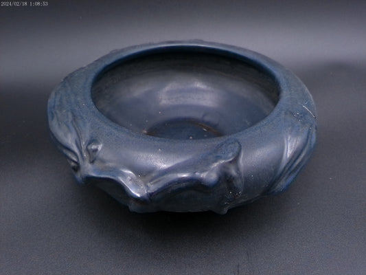 Peters & Reed PERECO Vines Art Pottery Blue Matte Slip Decorated Bowl