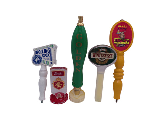 Beer Tap Taps Lot of 5  Rolling Rock Coors Winterfest Golden Bull Light Stroh's Beer Tap