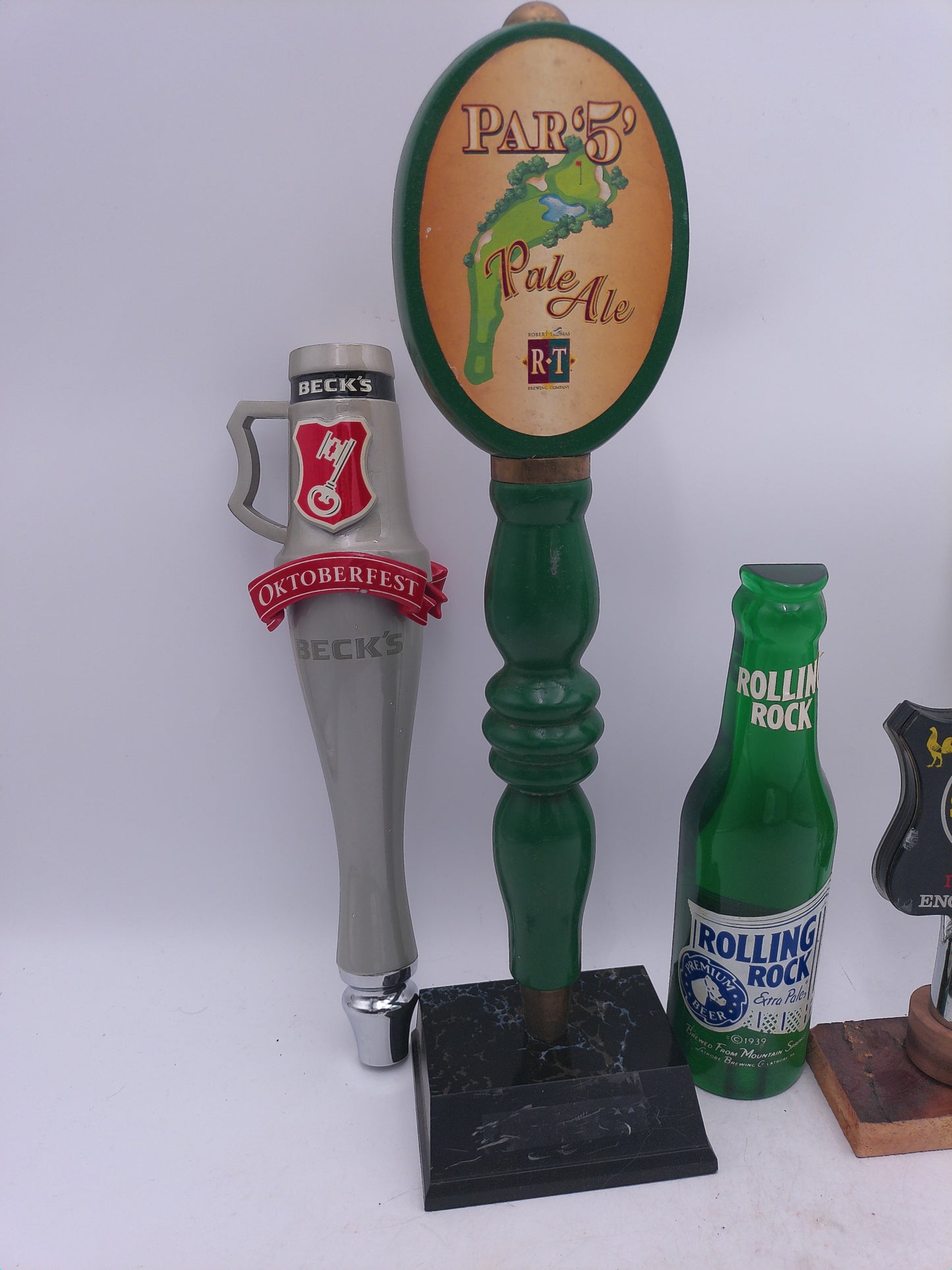 Beer Tap Taps Lot of 6 Heineken Rolling Rock Beck's Par 5 Johns Courage Beer Taps