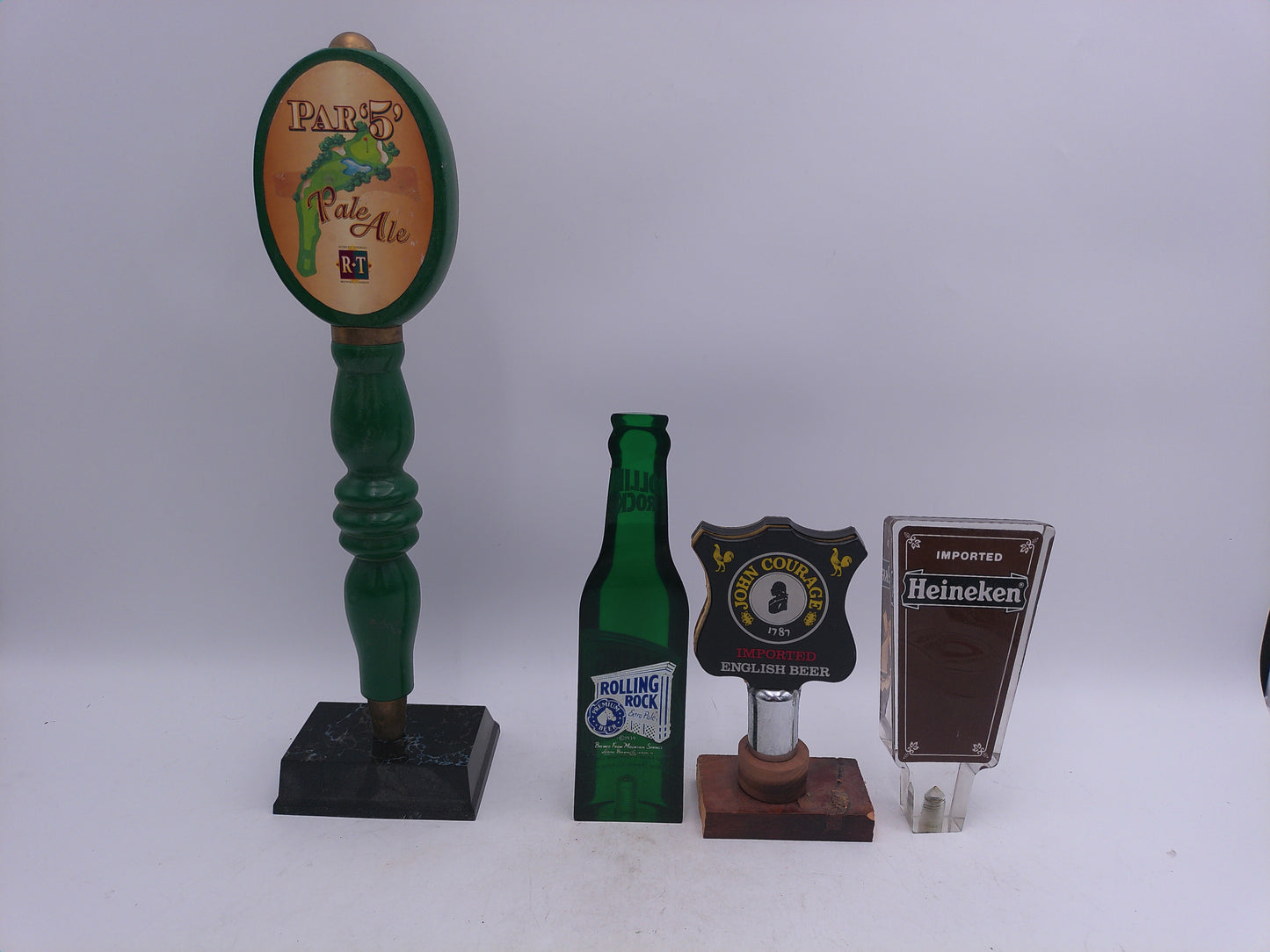 Beer Tap Taps Lot of 6 Heineken Rolling Rock Beck's Par 5 Johns Courage Beer Taps
