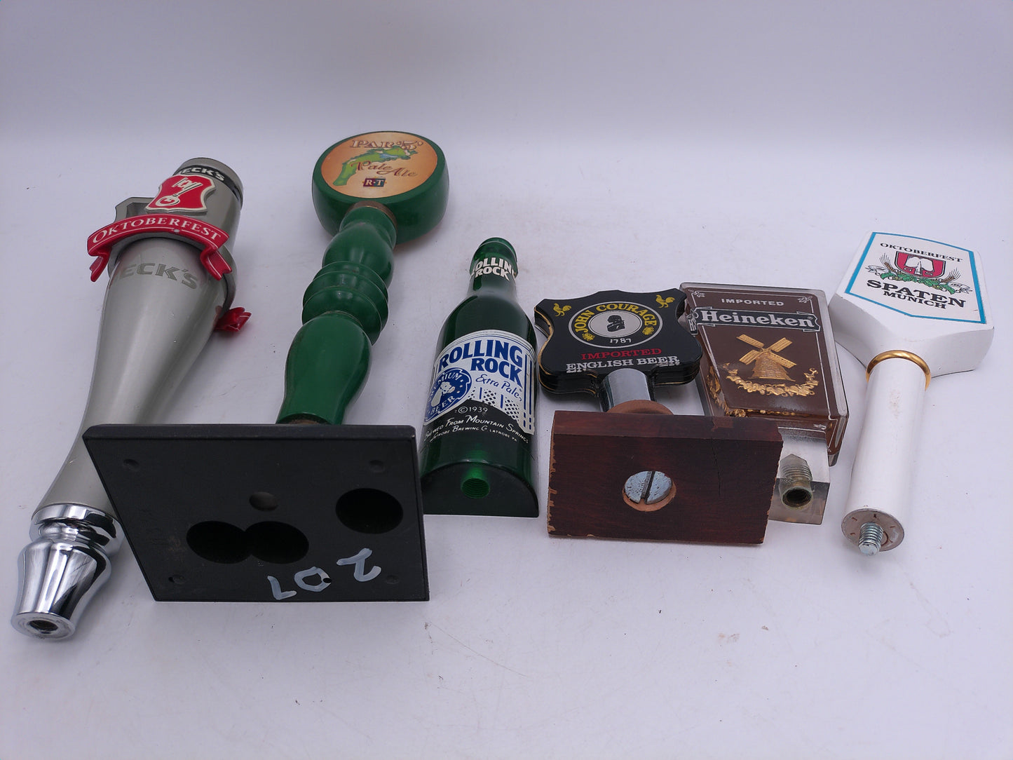 Beer Tap Taps Lot of 6 Heineken Rolling Rock Beck's Par 5 Johns Courage Beer Taps