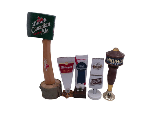 Beer Tap Taps Lot of 5 Labatt Canadian Ale   Michelob Rheingold Pabst Blue Ribbon