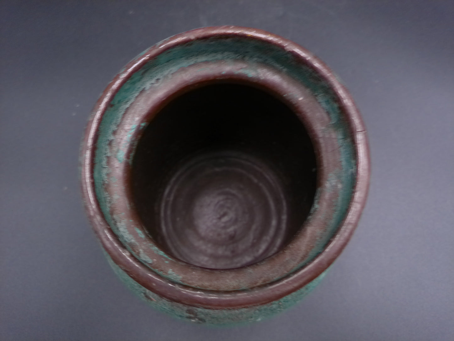 Vase Early 20th century Chinese ceramic vase. This antique farmhouse style ceramic jar has a beautifully aged emerald green glazed finish