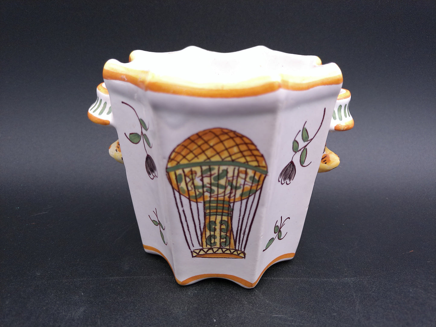 Bowl Small from France Made in Moustier, France. XVIIIth century Hot Air Balloon picture