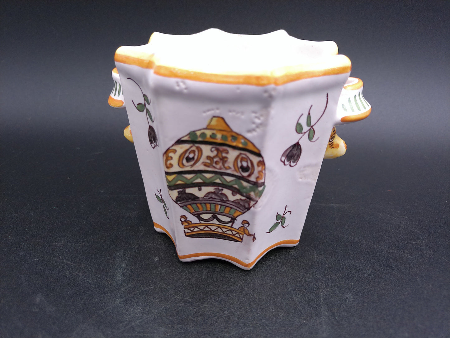 Bowl Small from France Made in Moustier, France. XVIIIth century Hot Air Balloon picture