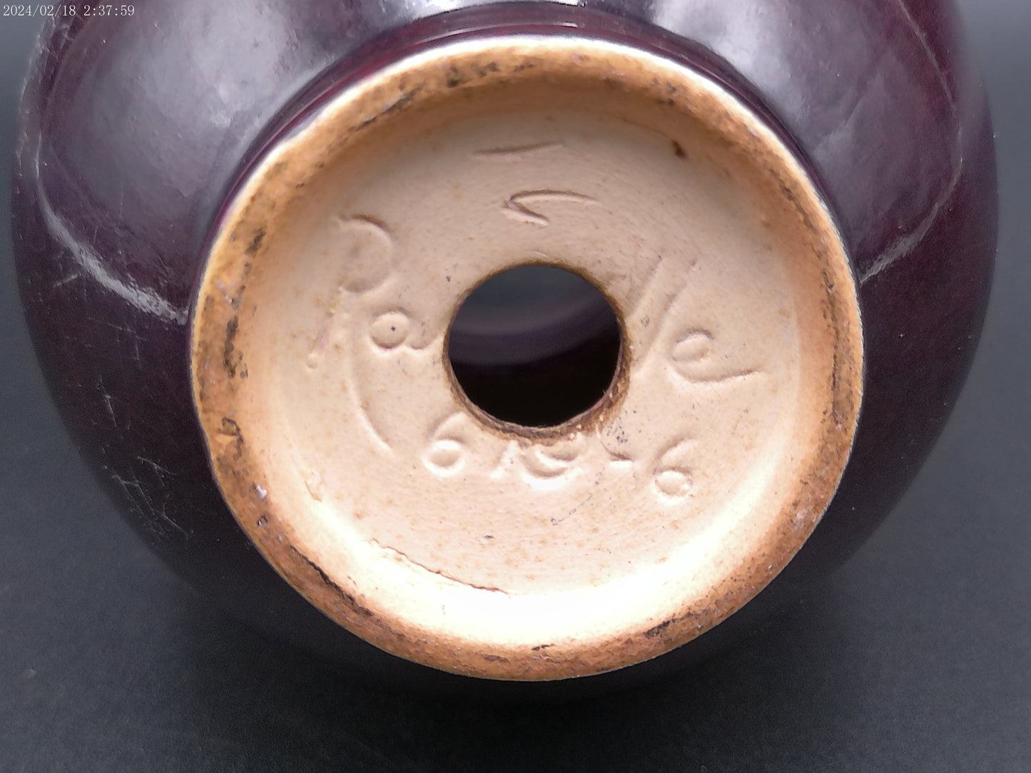 Roseville jug vase red rose color signed and marked